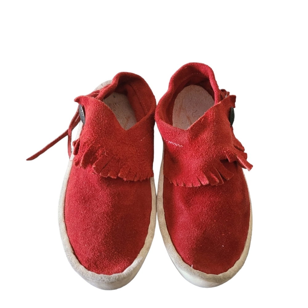 Source Unknown Red Suede Moccasin-Style Casual Shoes